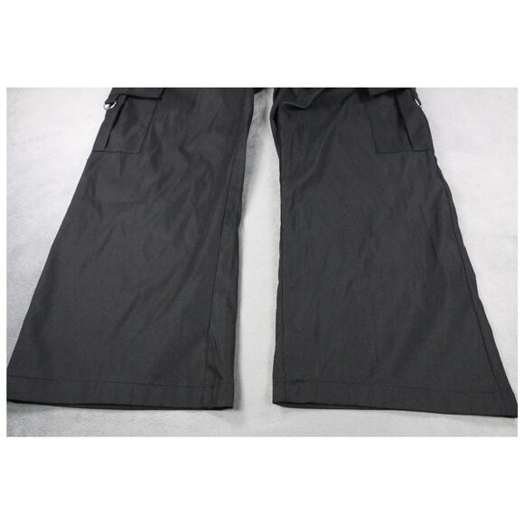 Black Cargo Pants Men’s Size M Wide Leg Utility Workwear Polyester Pockets - Picture 7 of 10
